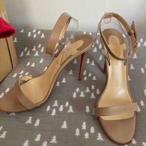 CHRISTIAN LOUBOUTIN Jonatina Illusion Ankle-Strap Red Sole Sandals, 38.5, 100mm